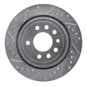 Saab 9-3X Brake Rotor (1) - Rear Left - R1 Concepts - Drilled & Slotted - Silver - `08-`11